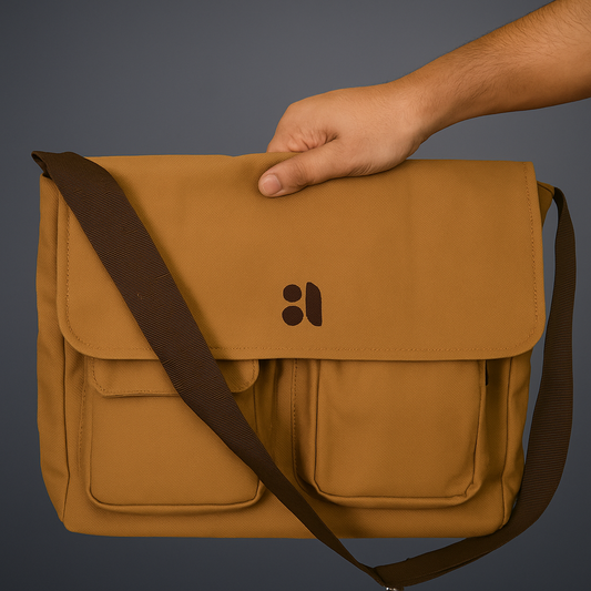 Double Pocket Messenger Bag (Brown)