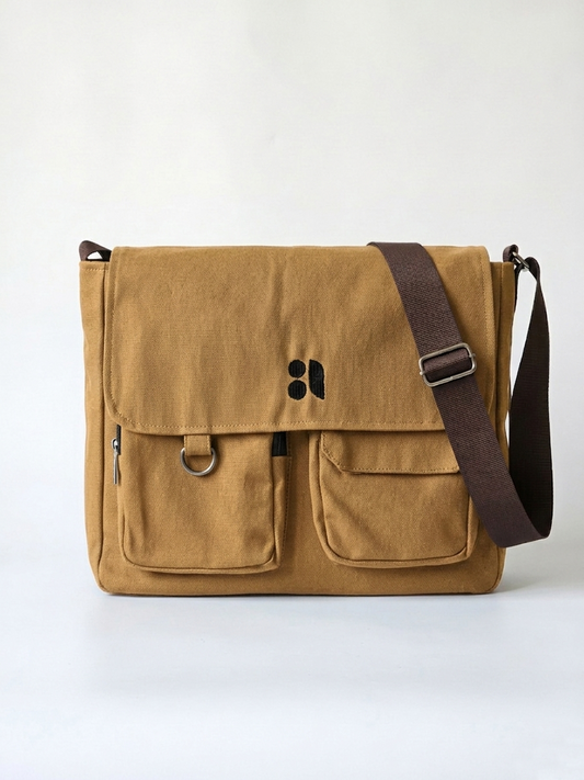 Double Pocket Messenger Bag (Brown)