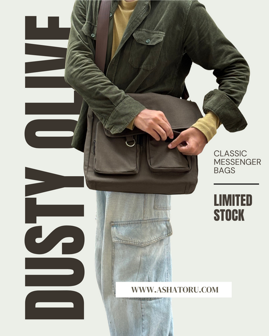 Double Pocket Messenger Bag (Dusty Olive)